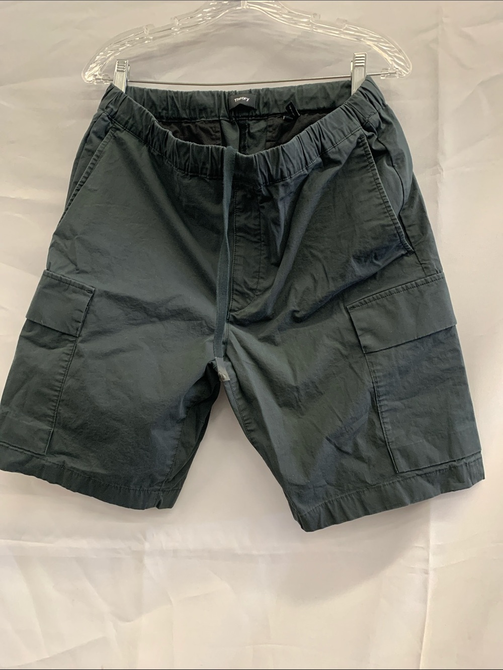 Theory Men's Dark Gray Cargo Drawstring Shorts